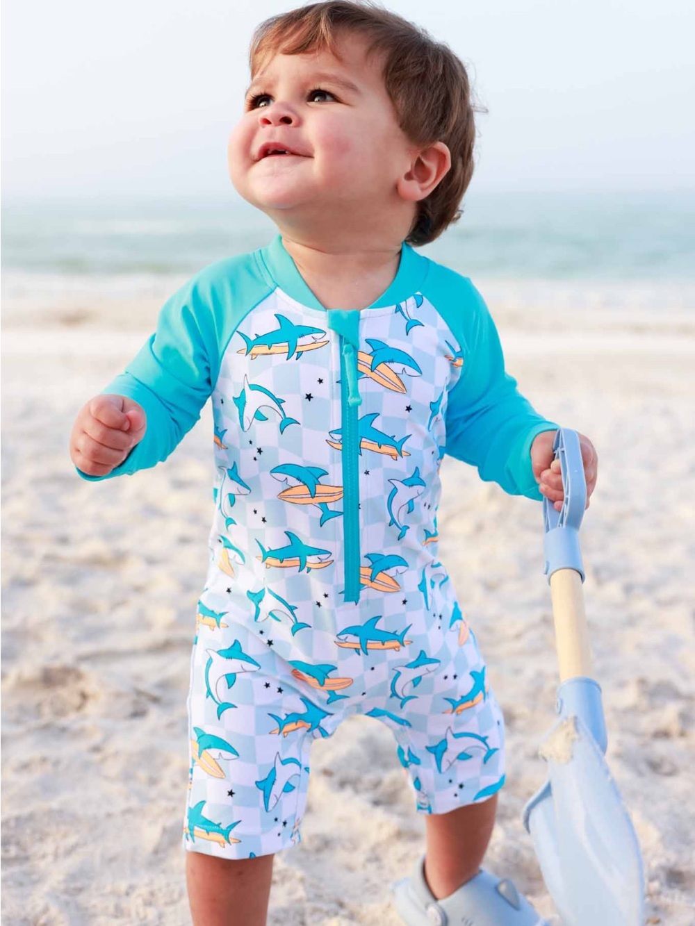 NWOT Caden Lane Long Sleeve Rash Guard Swim Romper Shortie | Totally Jawsome